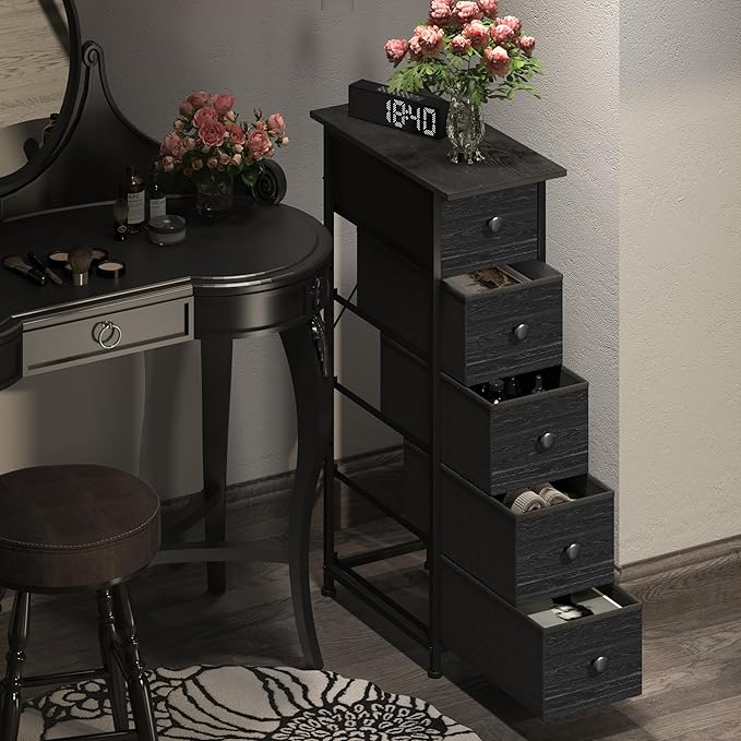 GiftGo Narrow Dresser Vertical Slim Dresser Chest of Drawers Skinny Storage