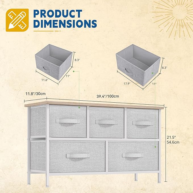 DWVO 5 Dresser for Bedroom, Storage Dresser