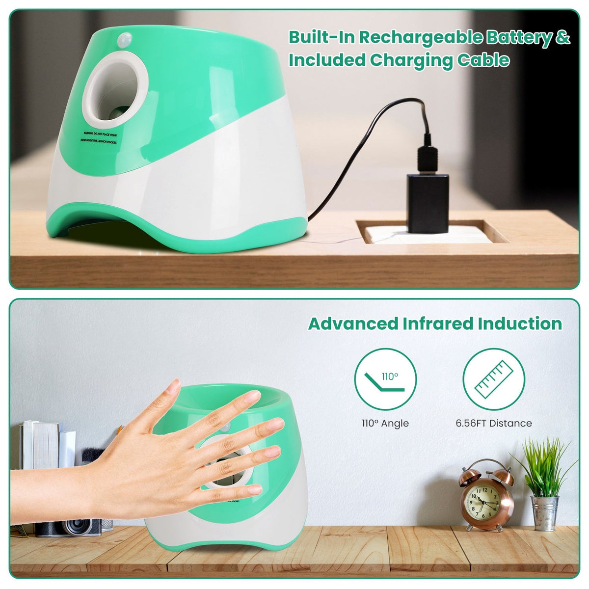 1Pc Automatic Dog Ball Launcher Toy Included 6 Tennis Balls Dog With 3 Adjustable Launch Distance Interactive Ball Thrower Fetch Machine For Small Medium Dogs