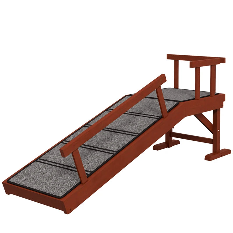 PawHut Wooden Dog Ramp With Removable Guardrails, Non-Slip Surface,