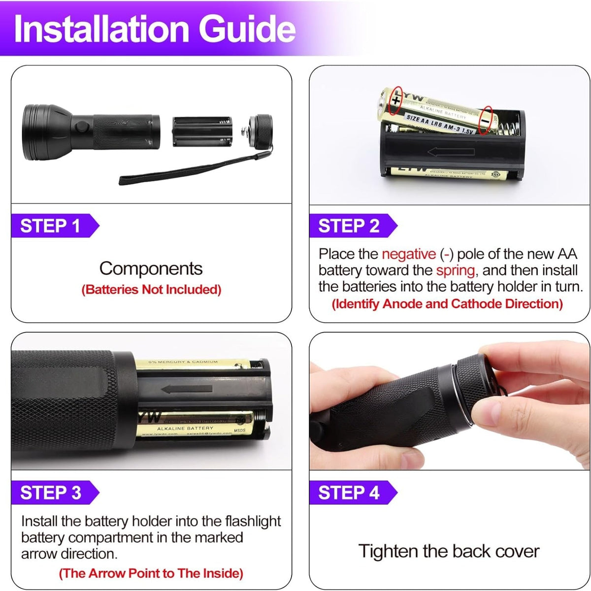 UV Flashlight Black Light, 51 LED Blacklight Pet Urine Detector For Dog Cat
