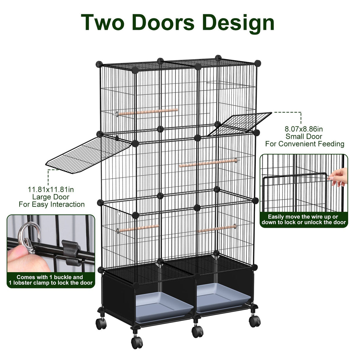 1Pc 46in Bird Cage Spacious Indoor Pet Bird House With 4 Wooden Perches 2 Slide-Out Tray 2 Water Bottle Feeder Lockable Wheels For Parrot Parakeets Cockatiel Lovebird Small Mid-Sized Birds
