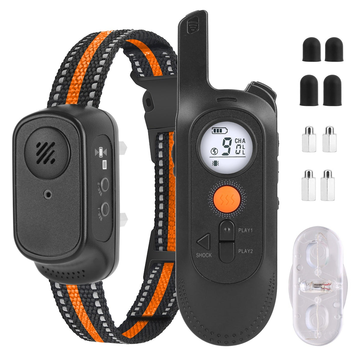 1Pc 984FT Dog Training Collar IP65 Waterproof Pet Beep Vibration Electric Shock Collar 3 Channels Rechargeable Transmitter Receiver Trainer With Recording Safety Keypad Lock