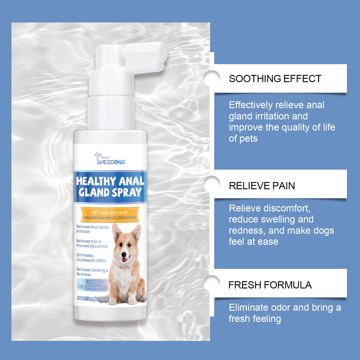Healthy Gland Spray For Dogs, Dog Gland Care Spray For Infection Prevention, Reduce Itching Swelling & Bad Odor, Pet Gland Relief Spray For All Breeds & Ages