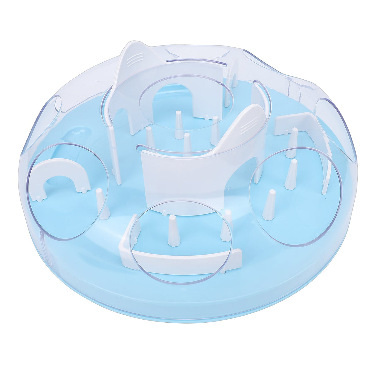 Interactive Cat Puzzle Feeder Funny Cat Puzzle Food Dispenser Enrichment Toy For Pets Play And Exercise Blue