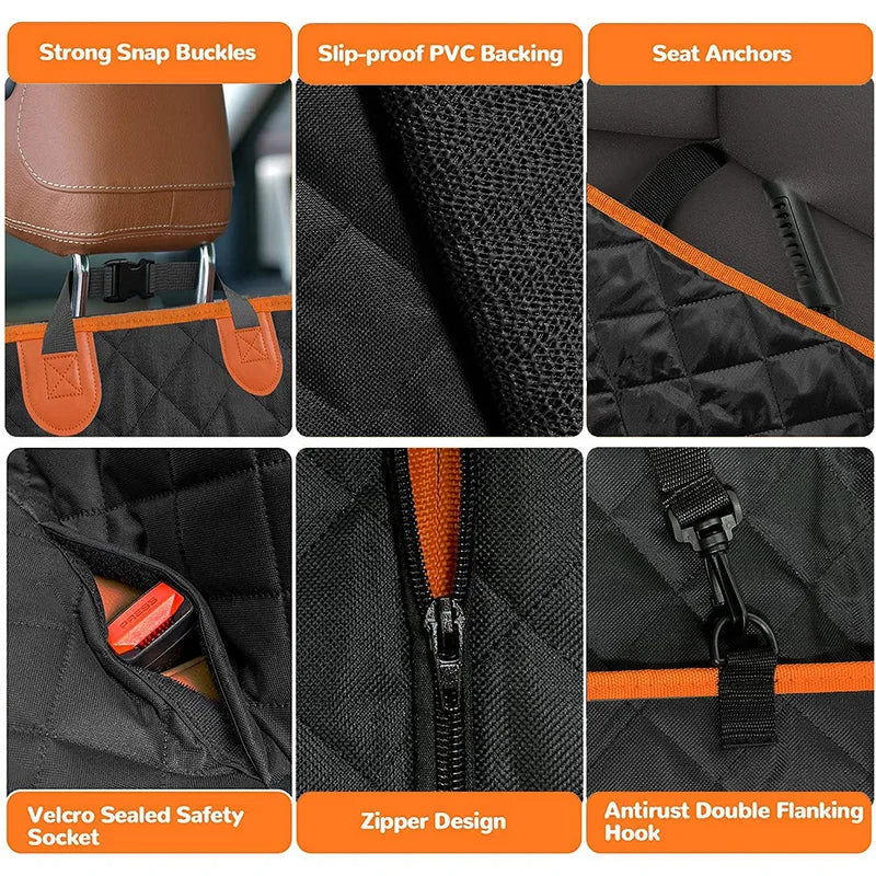 Universal Waterproof Pet Car Seat Cover for Back Seat with Mesh Window, Double-Layer Thickening, Anti-Dirty