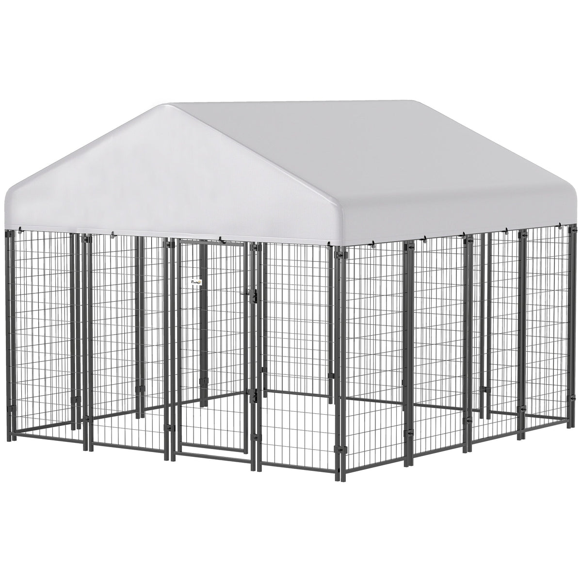 Outdoor Dog Kennel with Roof, 8 x 8 x 6 Heavy Duty Welded Wire Dog Playpen Enclosure with Escape-proof Lock