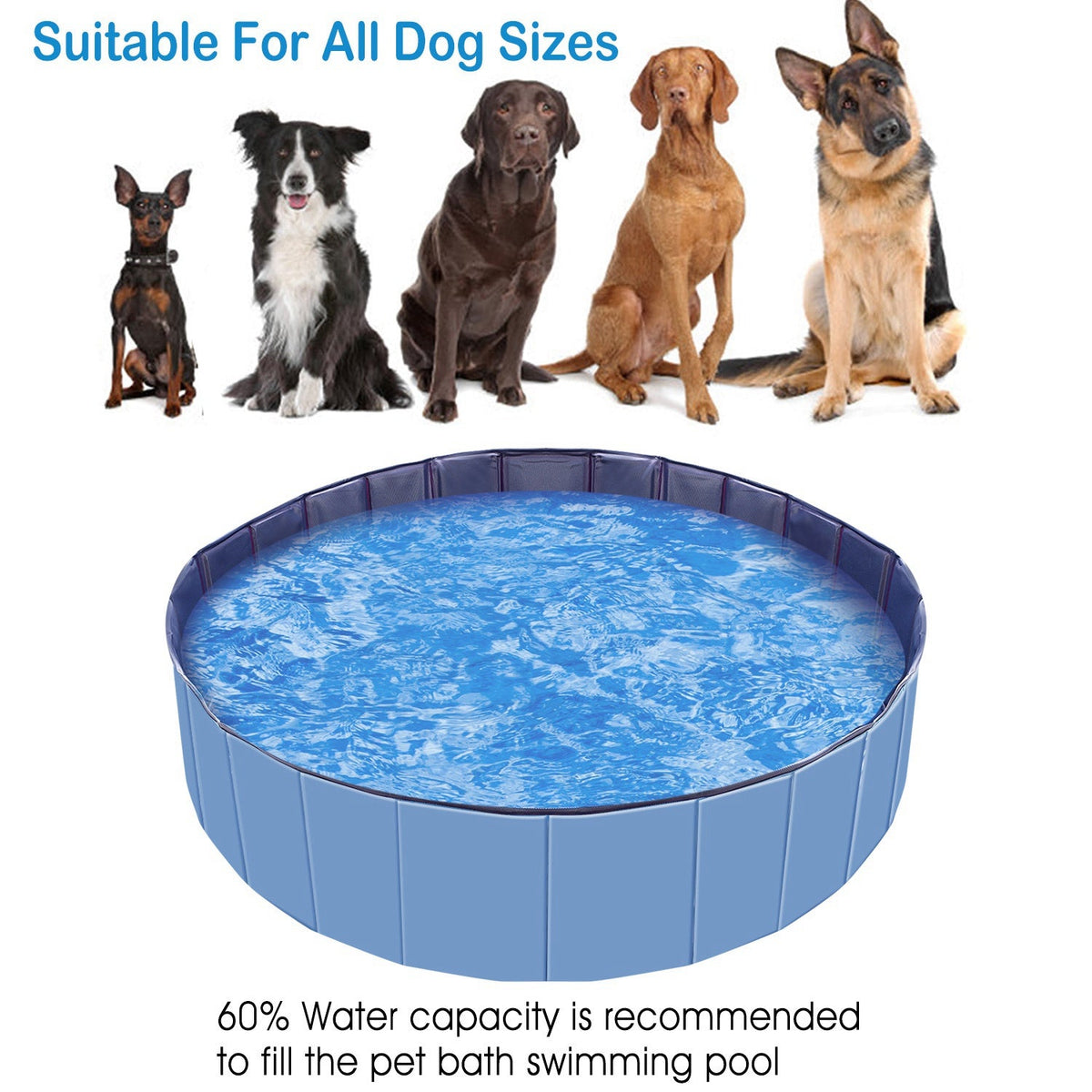 1Pc 160 X 160 X 30cm-63.0 X 63.0 X 11.8inch Foldable Pet Swimming Pool PVC Dog Swim Pool Bathing Tub Playmat Pools