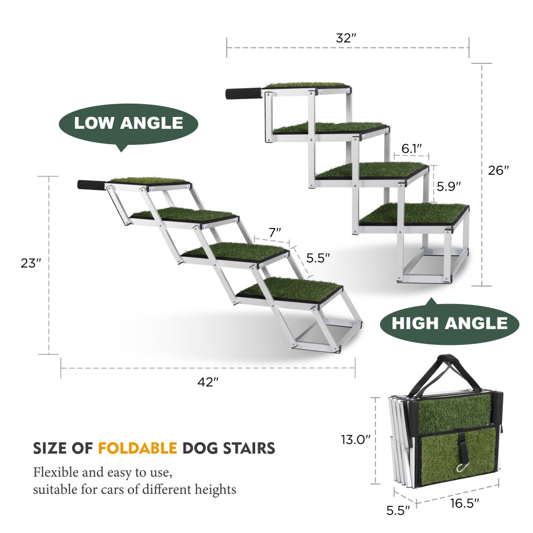 Foldable Dog Ramp For Cars, SUVs, Trucks, Portable Pet Dog Stairs For Large Dogs With Non-Slip Surface Reinforced Design, Lightweight Yet Sturdy Supports Up To 250lbs