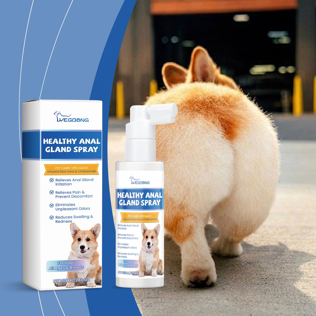 Healthy Gland Spray For Dogs, Dog Gland Care Spray For Infection Prevention, Reduce Itching Swelling & Bad Odor, Pet Gland Relief Spray For All Breeds & Ages