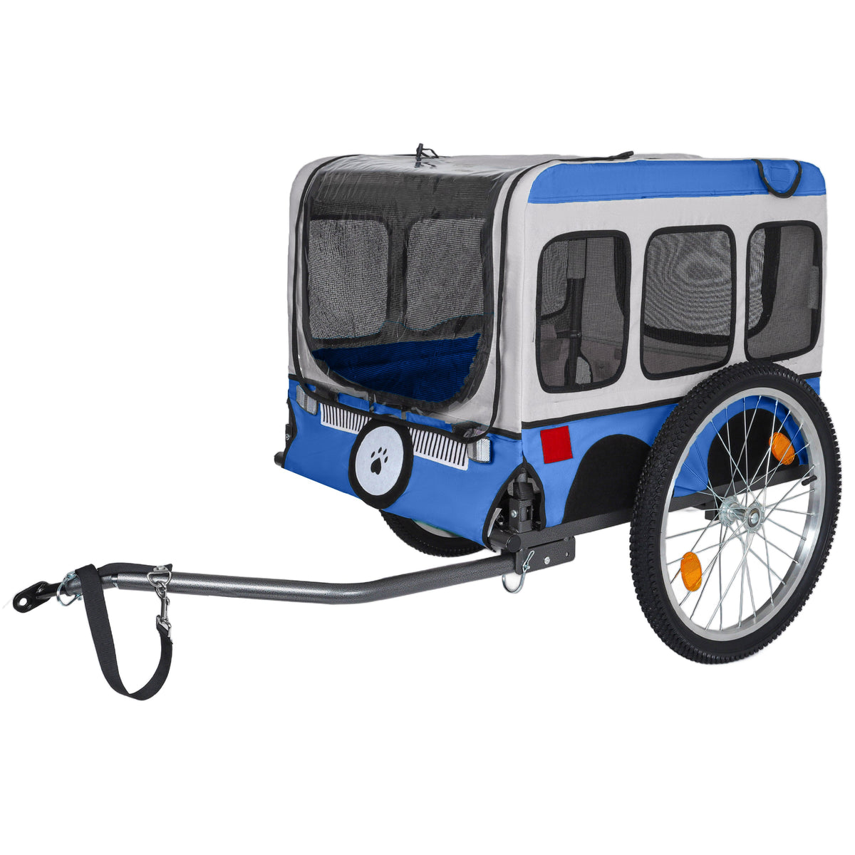 Large Folding Bike Trailer for Dogs - 20×2 1/8 Inches Wheels, Heavy-Duty Steel Frame, Spacious Design, All-Terrain Cycling, Jogging & Camping Adventure, Blue