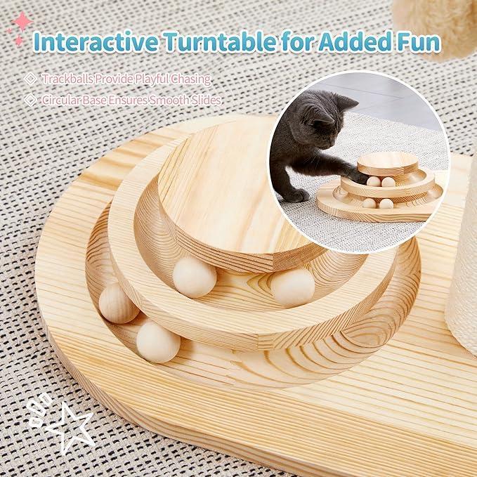 Mushroom Sisal Rope 2 In 1 Wooden Interactive Ball Track Ball Cat Scratching Post Cat Scratching Board