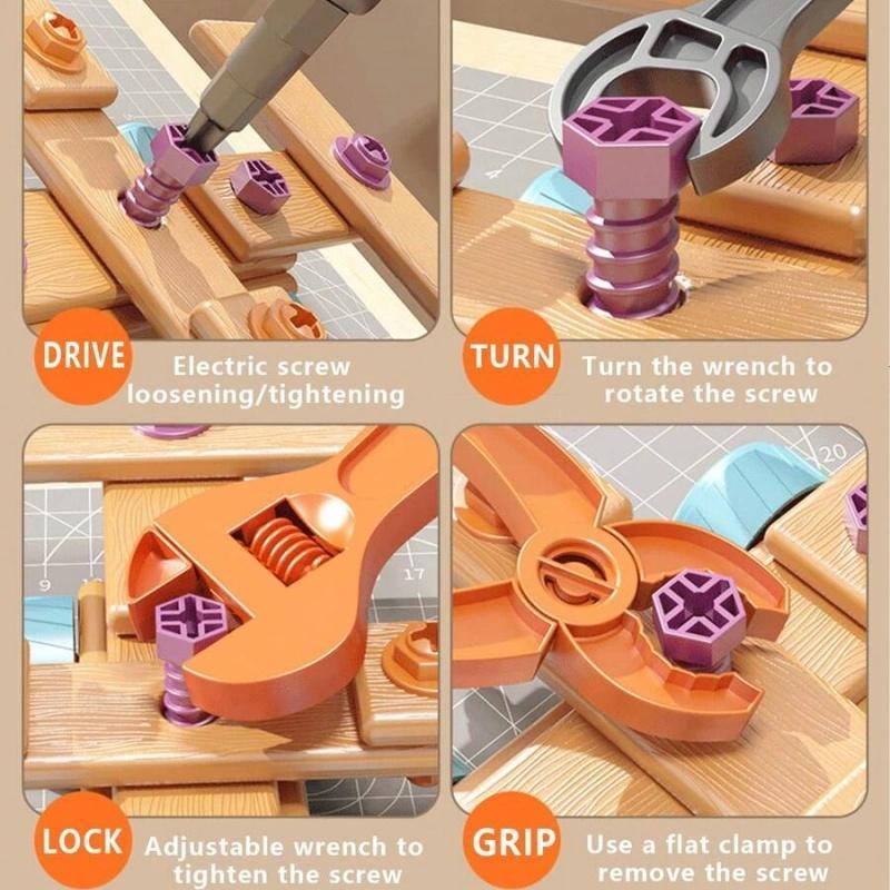 126-Piece Creative Wooden Construction & Tool Set  Early Education Pretend Play Toy
