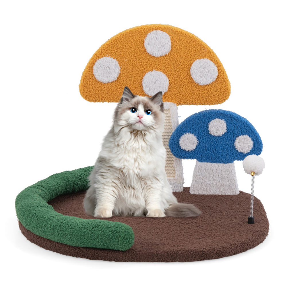 Mushroom Cat Bed Cat Claw Scratcher With Wide Bed And Sisal Scratch Panel