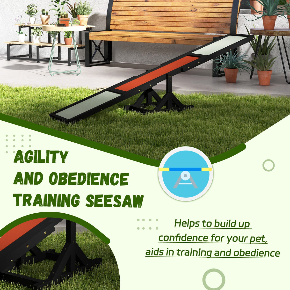 Wooden Dog Agility Seesaw for Training and Exercise, Black