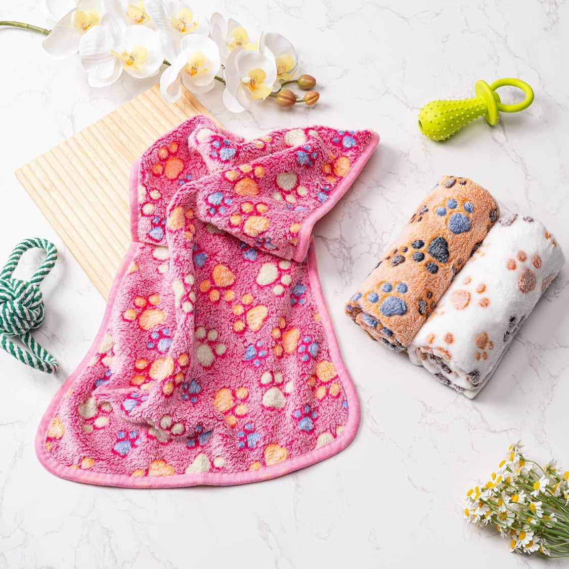 1 Pack 3 Blankets Fluffy Premium Fleece Soft Pet Blanket Flannel Throw For Cat Dog Puppy
