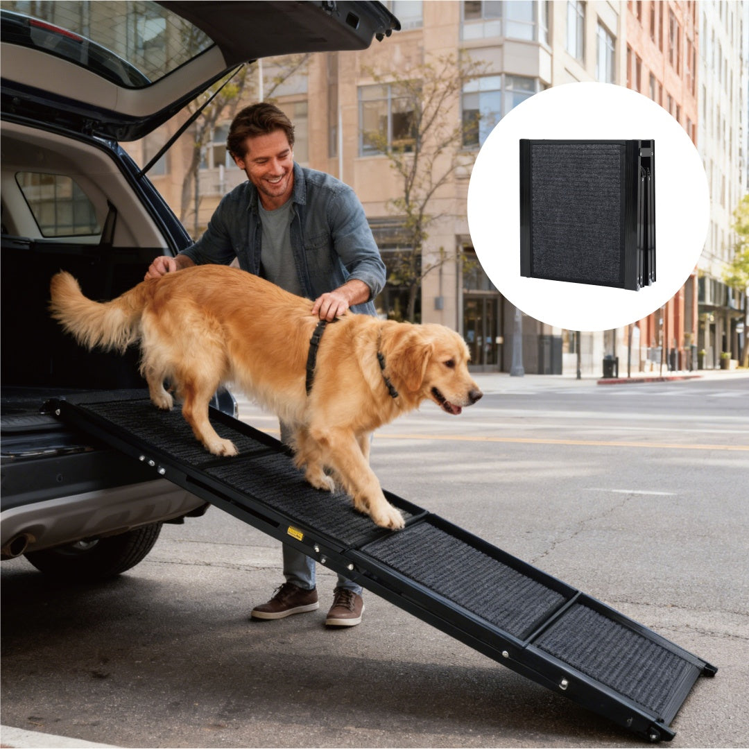 Dog Ramp For Car 65x17 Large Folding Pet Stair Ramps For Truck, SUV, With Non-Slip Surface, Up To 250LBS, Outdoor Dog Car Ramp For Medium  Large Dogs, Portable Pet Steps