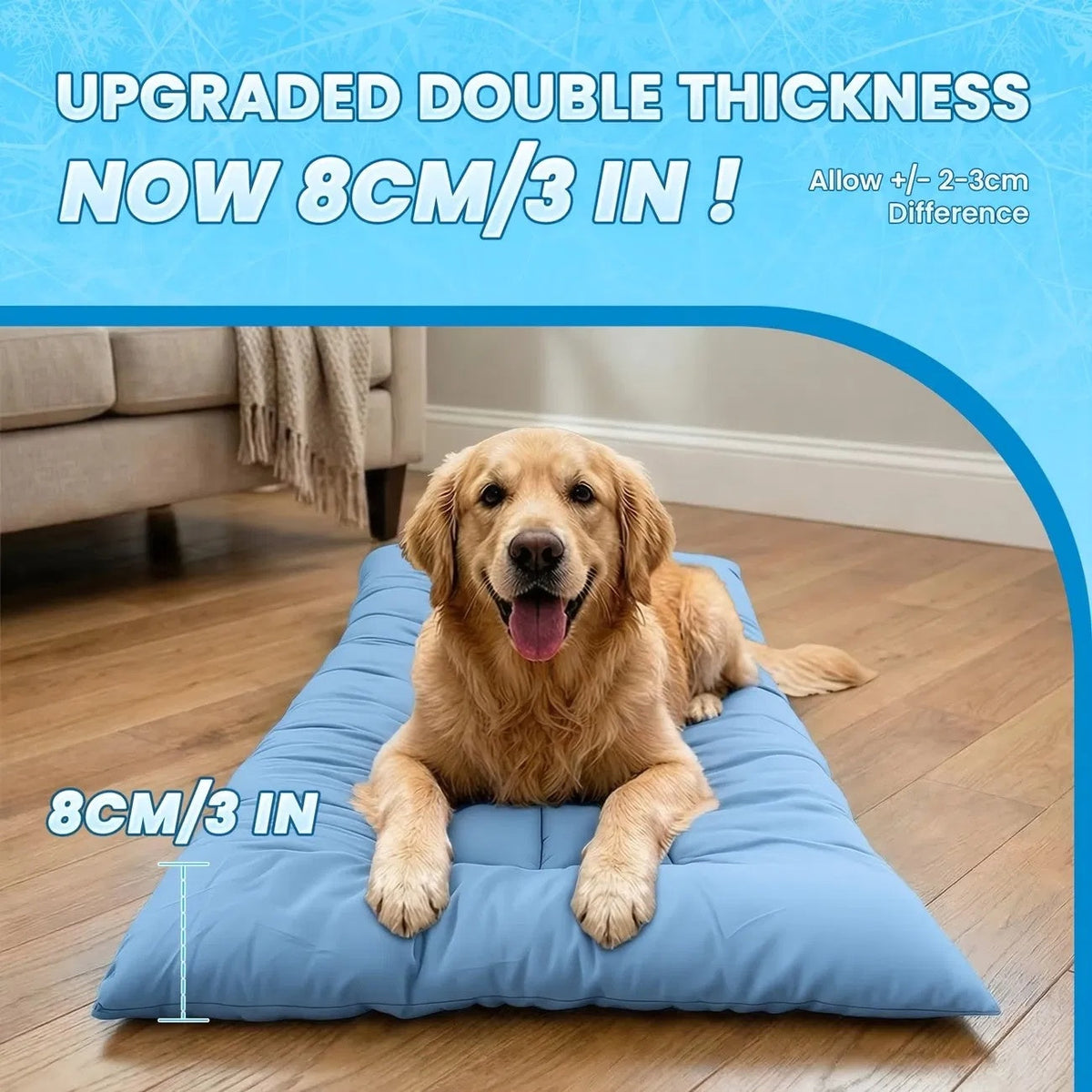 Extra-Large Cooling Dog Sofa Bed, Ultra-Soft Plush Pet Mat With 8 Compartments And Non-Slip Bottom, Thick Polyester Dog Bed For Large Dogs