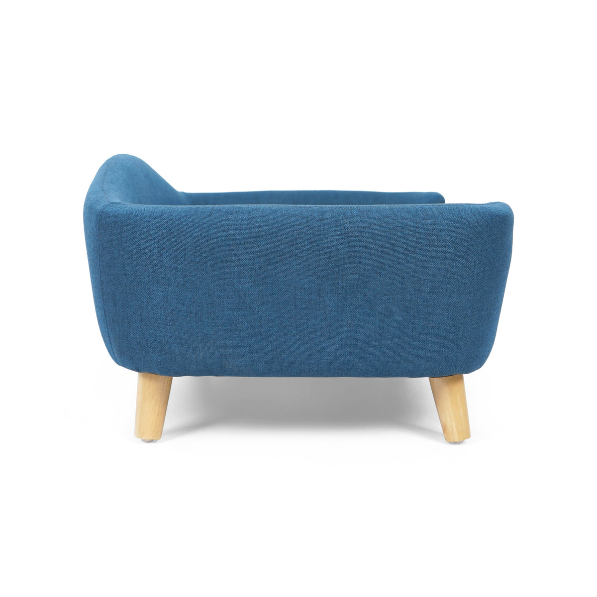 Elevated Dog Bed Frame for Small Dog, Fabric Pet Couch Bed with Rubber Wood Legs and Supportive Foam, Navy Blue, Easy Assembly