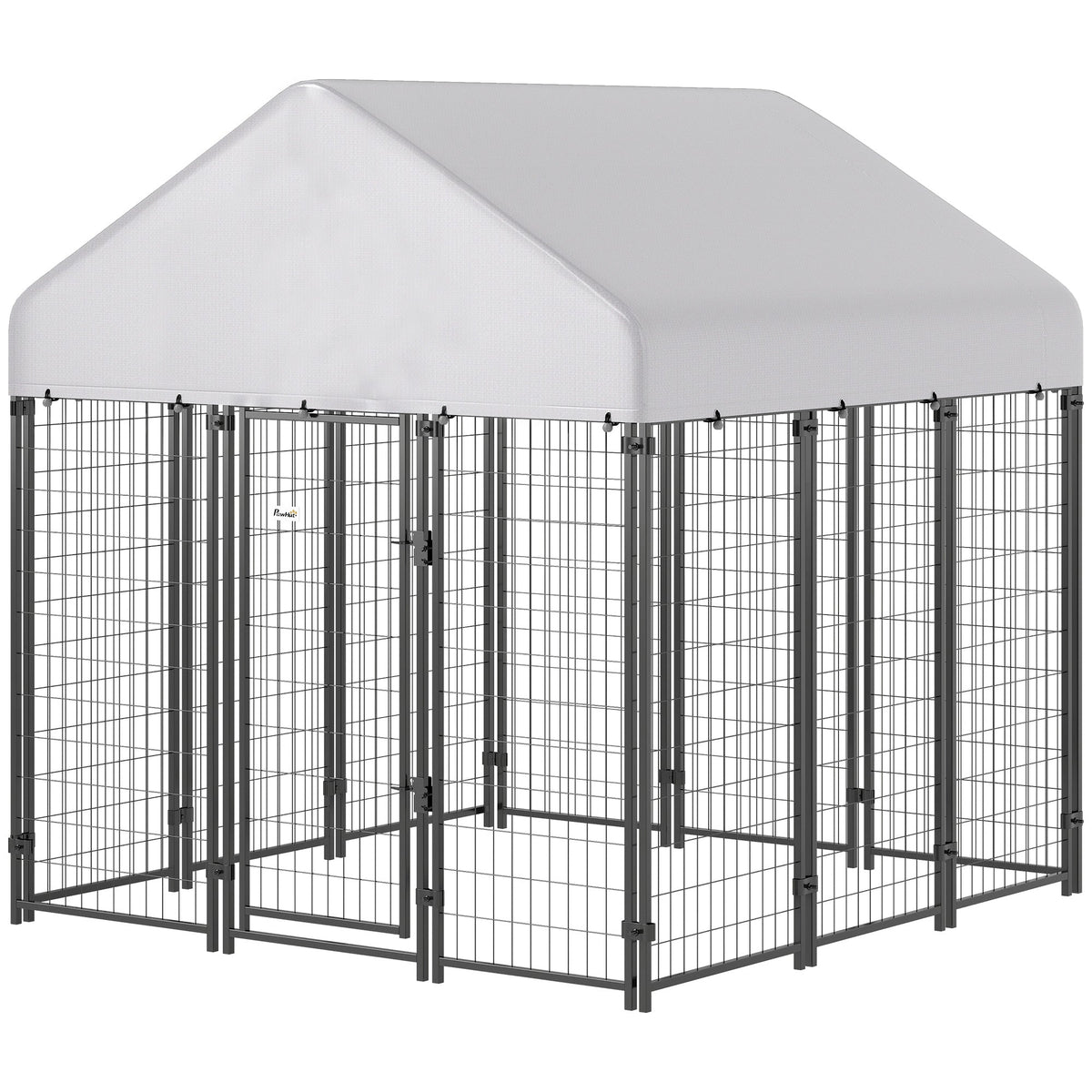 Outdoor Dog Kennel with Roof, 6 x 6 x 6 Heavy Duty Welded Wire Dog Playpen Enclosure with Escape-proof Lock