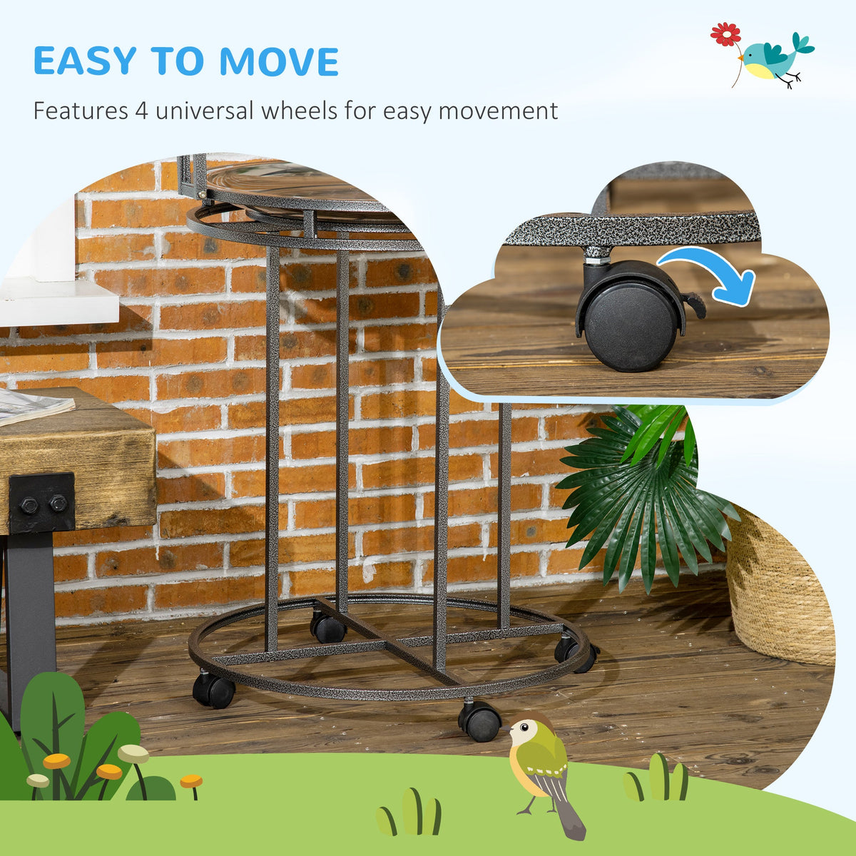 Parrot Stand Large Bird Perch Stand with Toy Hook & 3 Ladders, Parrot Perch, Bird Wooden Stand, Gray