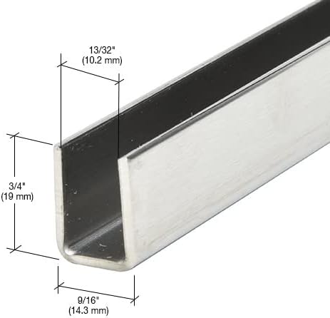 Brixwell SDCD38BS-CCP36-XCP10 Brushed Stainless 3/8" Fixed Panel Shower Door