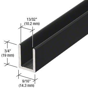 Brixwell SDCD38MBL-CCP72 Matte Black 3/8" Fixed Panel Shower Door Deep U-Channel