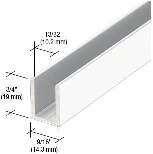 Brixwell SDCD38W-CCP72-XCP50 White 3/8" Fixed Panel Shower Door Deep U-Channel