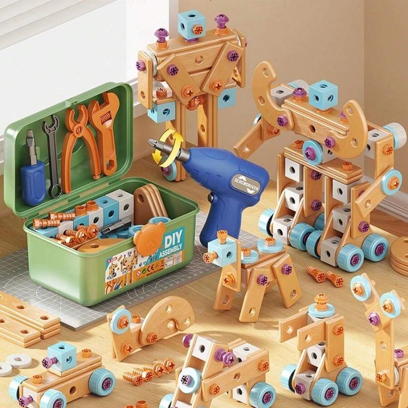 126-Piece Creative Wooden Construction & Tool Set  Early Education Pretend Play Toy