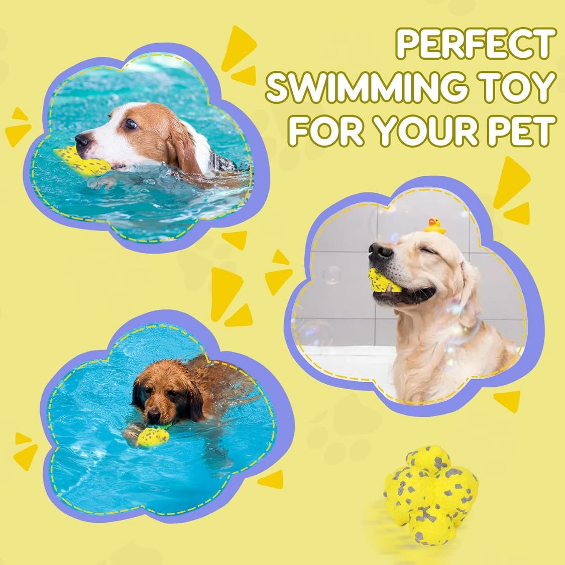Dog Spike Ball Toy Tough ETPU Interactive Chew Ball For Aggressive Chewers Floating Fetch Ball Teeth Cleaning Puppy & Dog Toy Compatible With Ball Launcher