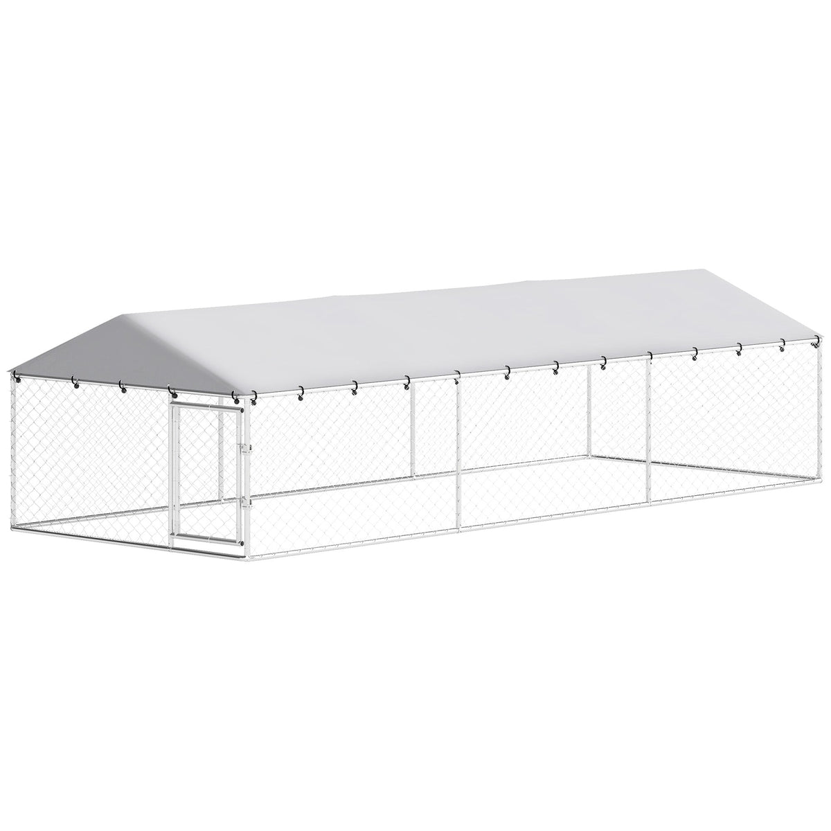 20 x 7.5 x 5 Dog Kennel Outdoor for Large Dogs with Waterproof Roof, Silver