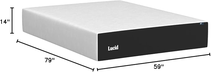 Lucid 14 Inch Memory Foam Mattress - Medium Plush Feel - Infused with Refreshing Bamboo Charcoal and Cooling Gel - Bed in a Box - Temperature Regulating - Pressure Relief - Breathable - Queen Size
