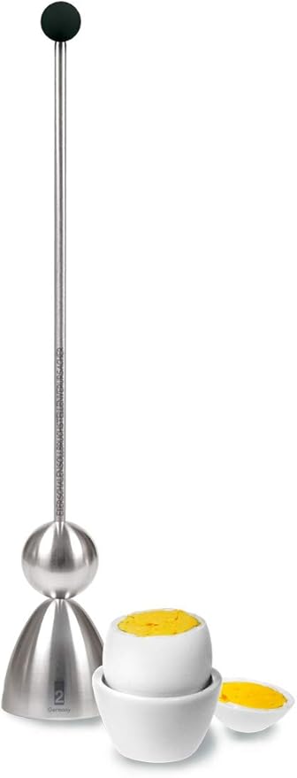 The Original Clack Egg Opener - German Engineered Stainless Steel Egg Topper - Premium Quality Egg Accessories (Wooden Top)