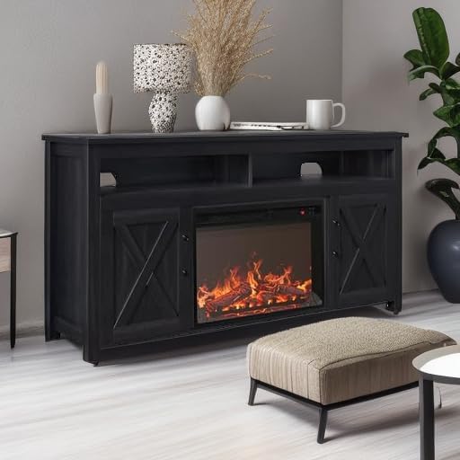 BELLEZE 58" Farmhouse Fireplace TV Stand