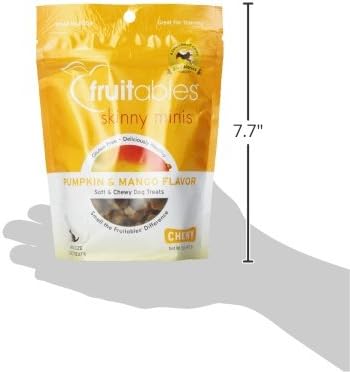 Fruitables Skinny Minis Dog Treats, Healthy Pumpkin Treat for Dogs, Low Calorie & Delicious, Puppy Training, No Wheat, Corn or Soy, Made in the USA, Pumpkin and Mango Flavor, 5oz