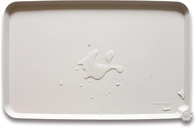 Hoki Found X-Large Silicone Non Slip Pet Food Mats - Tray for Dogs, Cats - Waterproof, Suitable for Carpet - Cream Brown