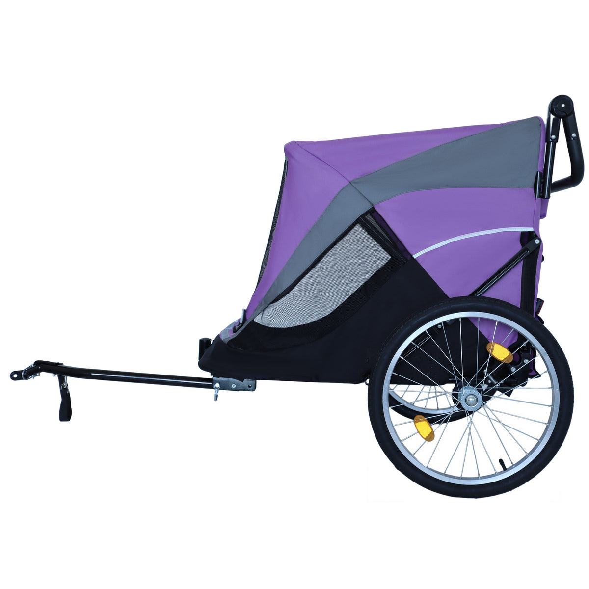 2-in-1 Bike Trailer & Push Cart for Pets - Detachable Bike Hitch & Push Handle Included - Quick Release Wheel, Internal Leash, Dual Cup Pockets and Underneath Storage Bag,  Holds Pets Up to 100 lbs