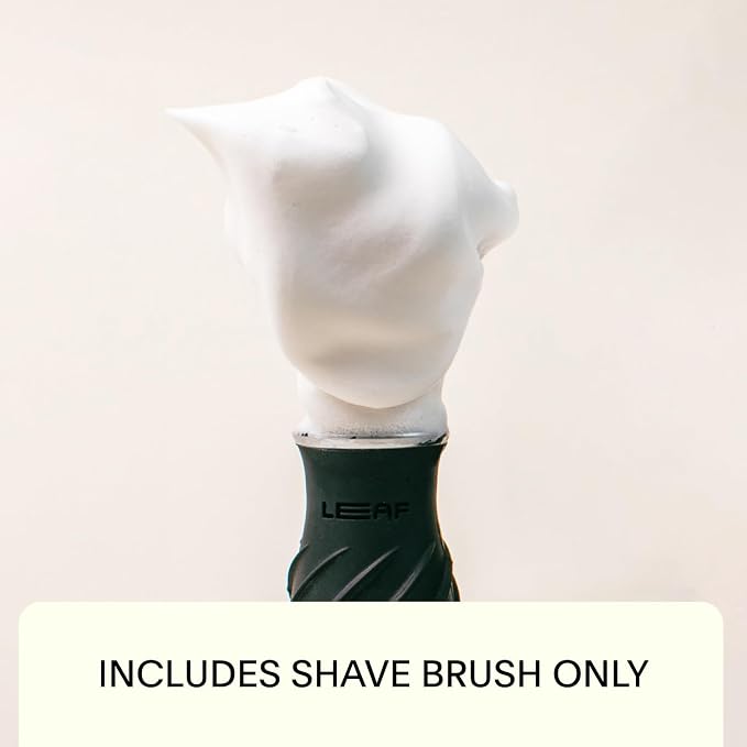 Leaf Shave Grooming Brush - Metal & Silicone Handle, Sage | Measuring cup handle for use with soap and bowl sets, compatible with soap bar and accessories
