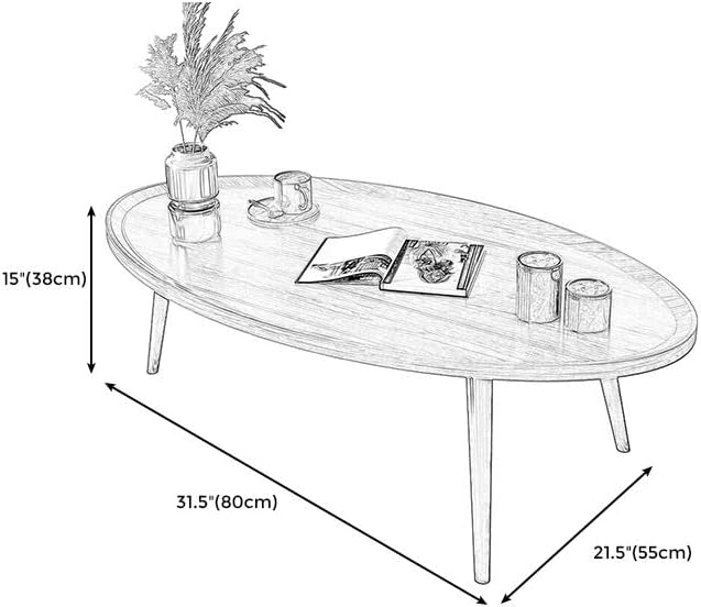 CraftThink Coffee Table, Modern Small Coffee Table with 3 Legs, Wooden Cocktail Table Farmhouse Retro Accent Center Table Side End Table for Living Room Easy Assembly, Brown 15" H x 31.5" L x 21.5" W