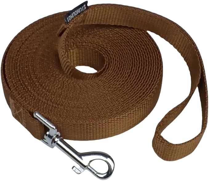 Dog/Puppy Obedience Recall Training Agility Lead - 15ft 20ft 30ft 40ft 50ft Training Leash - Great for Play, Camping, or Backyard (Brown, 30 Feet)