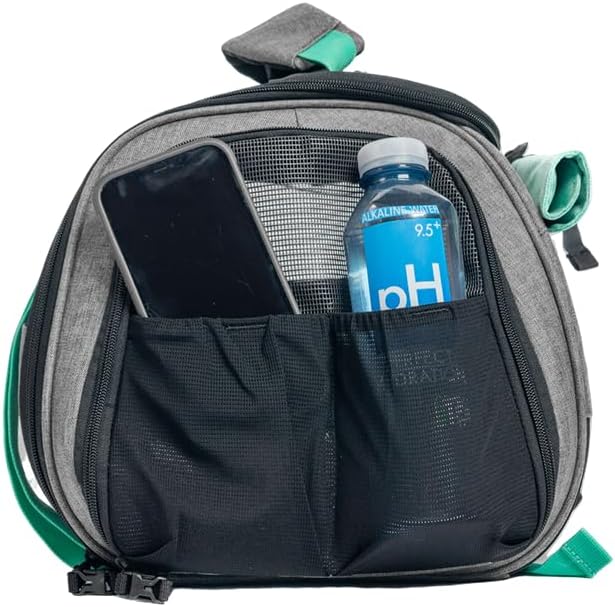 Travel Cat Carrier Bag - Comfort Premium Portable Soft-Sided Pet Carrier for Small, Medium Cat, Kitten up to 30 LBs - Airline Approved Cat Carrier Soft with Shoulder Strap (Heather Grey/Teal)