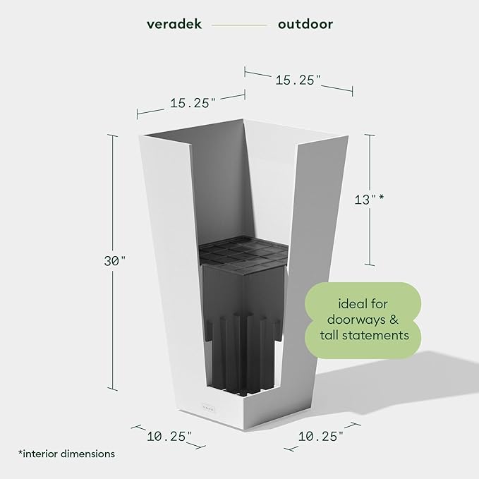 Veradek V-Resin Indoor/Outdoor Taper Planter (30 inch, White)