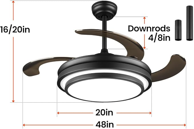 48 Inch Retractable Ceiling Fan