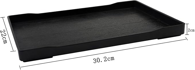 OMEM Reptile Bowl Large Food and Water Dish Enough Space Also Fit for Bath Simulated Wood Grain Surface (L, Black)