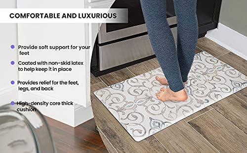 J&V TEXTILES Anti Fatigue Kitchen Mat for Floor, Embossed Themed Cushioned Kitchen Runner Rug Mat, Non Slip, Easy Wipe Clean, 1/2 Inch Thick (20x39 inches, Family & Friends)