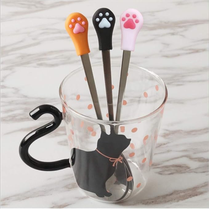 Food Can Spoon/ 4Pack/ Multiple Sizes Stainless Steel- Silicone Food Canned Scoop for Dogs and Cats(Small)