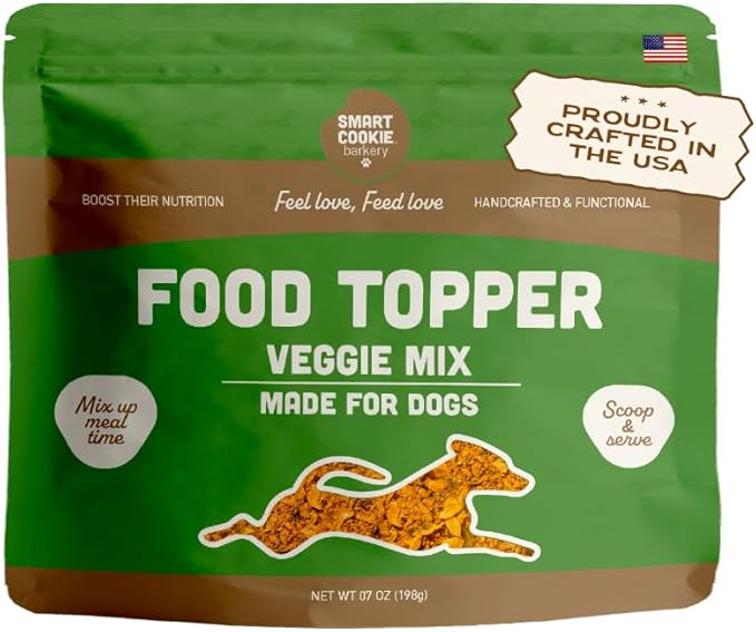 Smart Cookie Natural Dog Food Topper - Veggie - Dog Meal Mixer for All Ages - Vegan Food Topper for Picky Eaters and Boosting Nutrition - Non GMO, Made in The USA - 7 oz Bag (15 Day Supply)