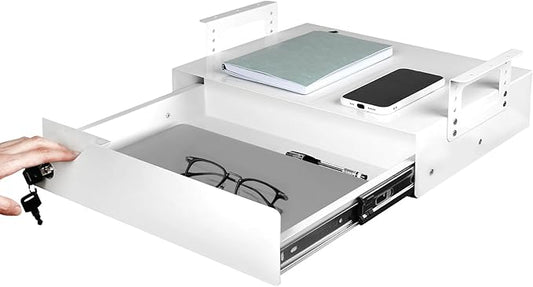 Under Desk Drawer Organizer Lockable, Metal Undermount Table Drawer Upgrade