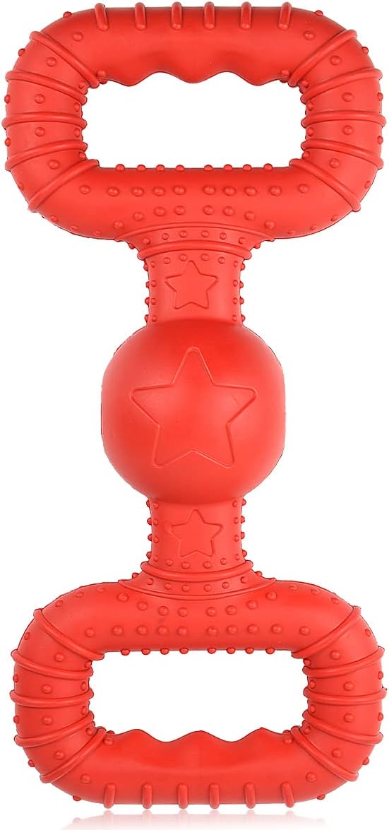 Natural Rubber Dog Toys for Medium Aggressive Chewers - Lifetime Replacement - Tough Tug War Dog Toy for Medium Dogs Tooth Clean, Red