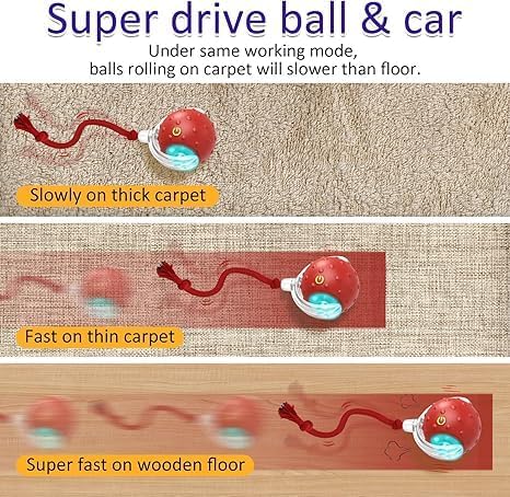 Interactive Cat Toys Ball for Indoor Cats Fast Rolling on Carpet, Chirping & Motion Activate Cat Toys